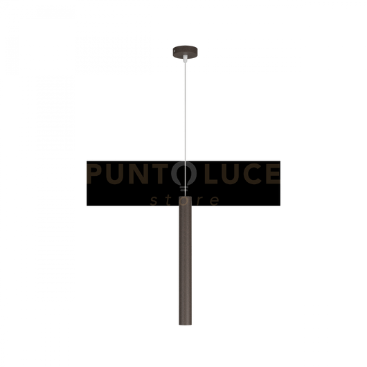 ROUND TUBE SOSPENSIONE 1 LUCE MARRONE CAVO CM.250 CON BASE 1174-S1-MA