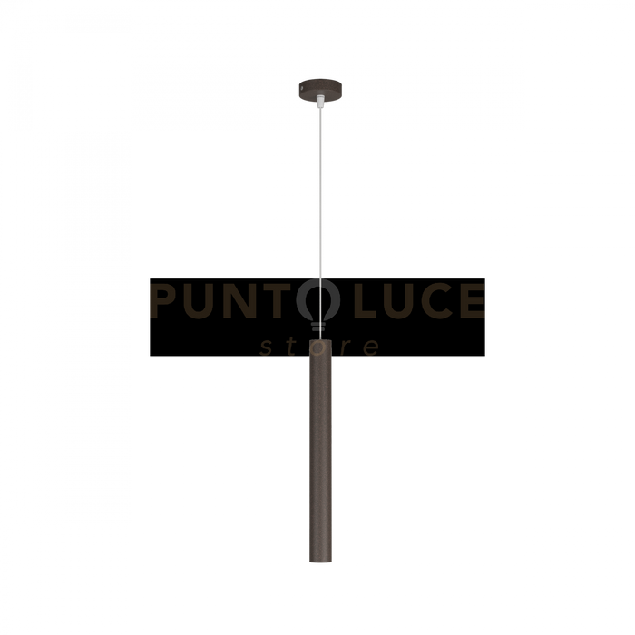 ROUND TUBE SOSPENSIONE 1 LUCE MARRONE CAVO CM.250 CON BASE 1174-S1-MA