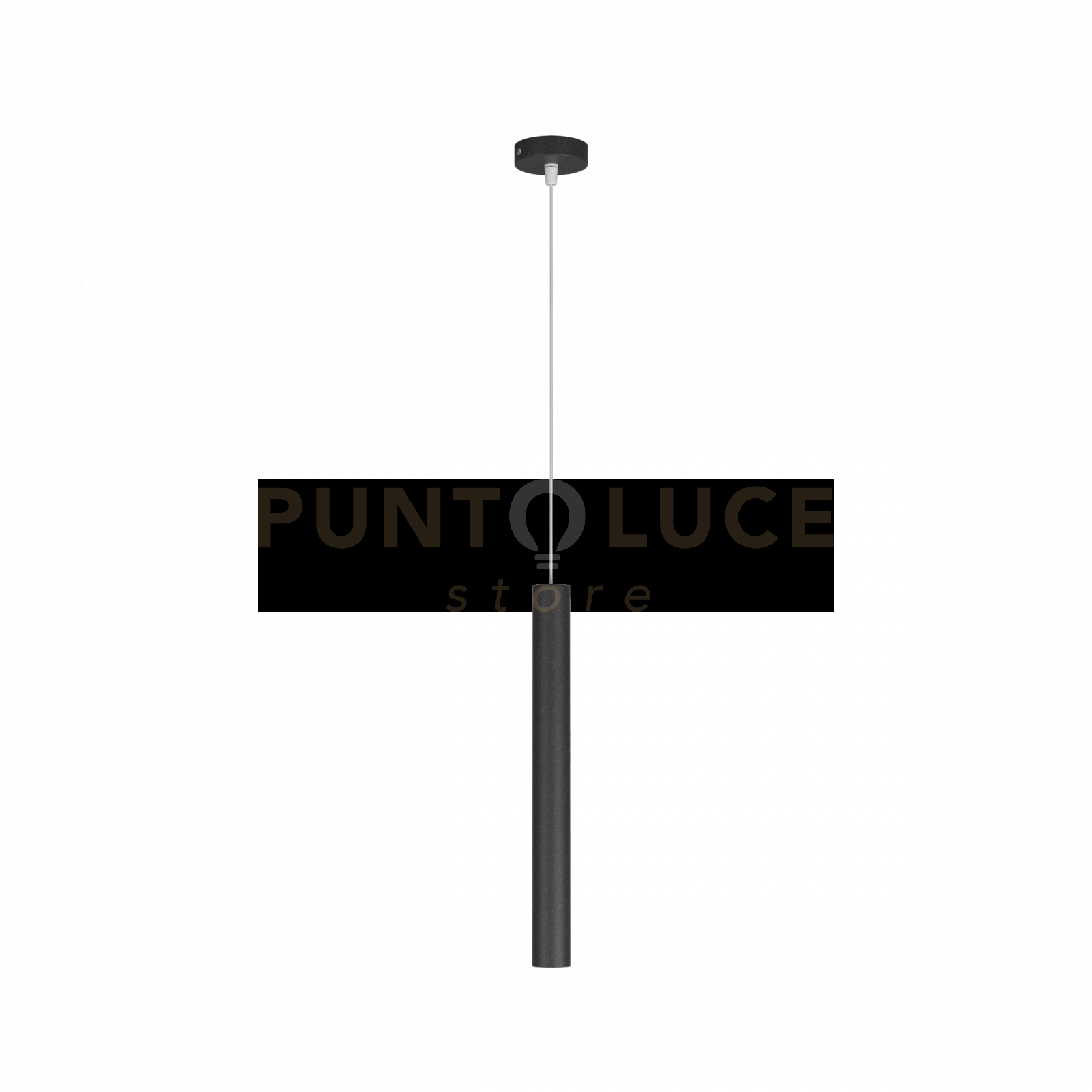 ROUND TUBE SOSPENSIONE 1 LUCE NERO CAVO CM.250 CON BASE 1174-S1-NE