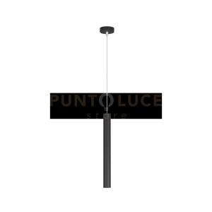 ROUND TUBE SOSPENSIONE 1 LUCE NERO CAVO CM.250 CON BASE 1174-S1-NE
