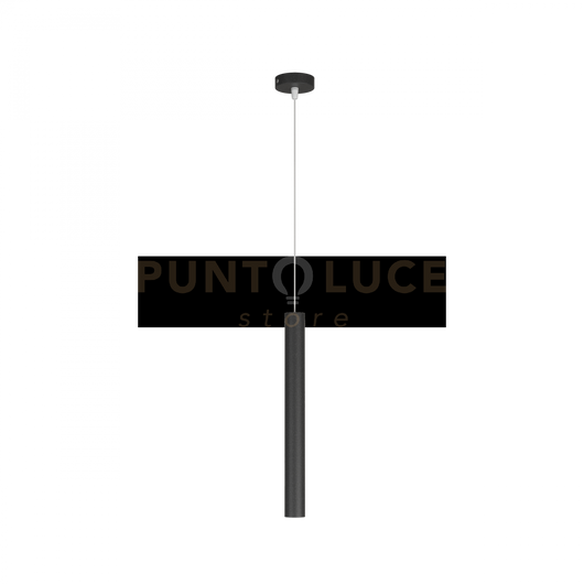 ROUND TUBE SOSPENSIONE 1 LUCE NERO CAVO CM.250 CON BASE 1174-S1-NE