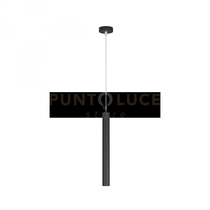 ROUND TUBE SOSPENSIONE 1 LUCE NERO CAVO CM.250 CON BASE 1174-S1-NE