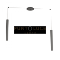 ROUND TUBE SOSPENSIONE 2 LUCI GRIGIO ANTRACITE CAVO CM.250 CON BASE 1174-S2-GA