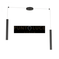 ROUND TUBE SOSPENSIONE 2 LUCI NERO CAVO CM.250 CON BASE 1174-S2-NE