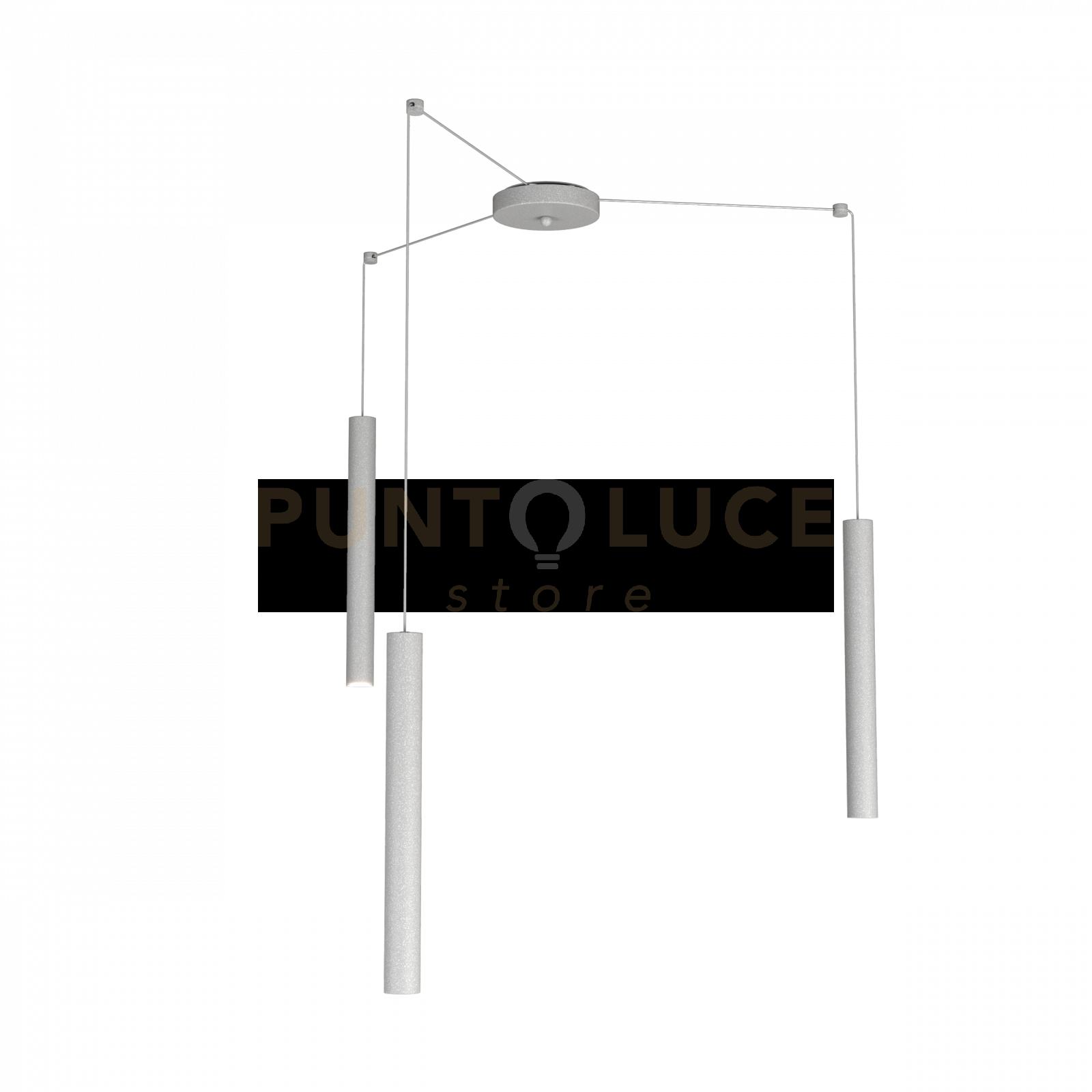 ROUND TUBE SOSPENSIONE 3 LUCI GRIGIO CAVO CM.250 CON BASE 1174-S3-GR