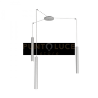 ROUND TUBE SOSPENSIONE 3 LUCI GRIGIO CAVO CM.250 CON BASE 1174-S3-GR