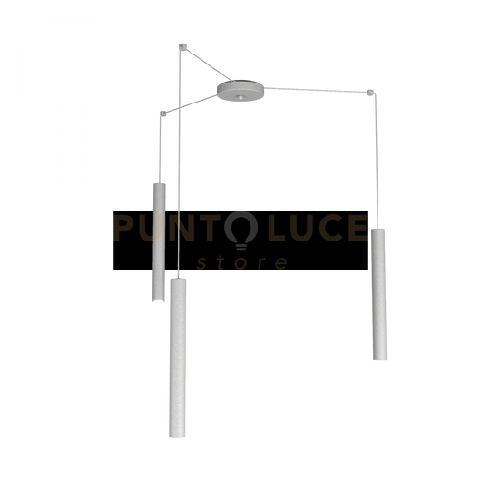 ROUND TUBE SOSPENSIONE 3 LUCI GRIGIO CAVO CM.250 CON BASE 1174-S3-GR
