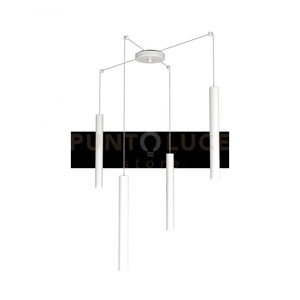 ROUND TUBE SOSPENSIONE 4 LUCI BIANCO CAVO CM.250 CON BASE 1174-S4-BI