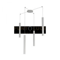 ROUND TUBE SOSPENSIONE 4 LUCI GRIGIO CAVO CM.250 CON BASE 1174-S4-GR