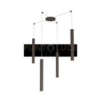 ROUND TUBE SOSPENSIONE 4 LUCI MARRONE CAVO CM.250 CON BASE 1174-S4-MA