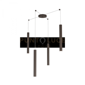 ROUND TUBE SOSPENSIONE 4 LUCI MARRONE CAVO CM.250 CON BASE 1174-S4-MA