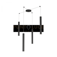 ROUND TUBE SOSPENSIONE 4 LUCI NERO CAVO CM.250 CON BASE 1174-S4-NE