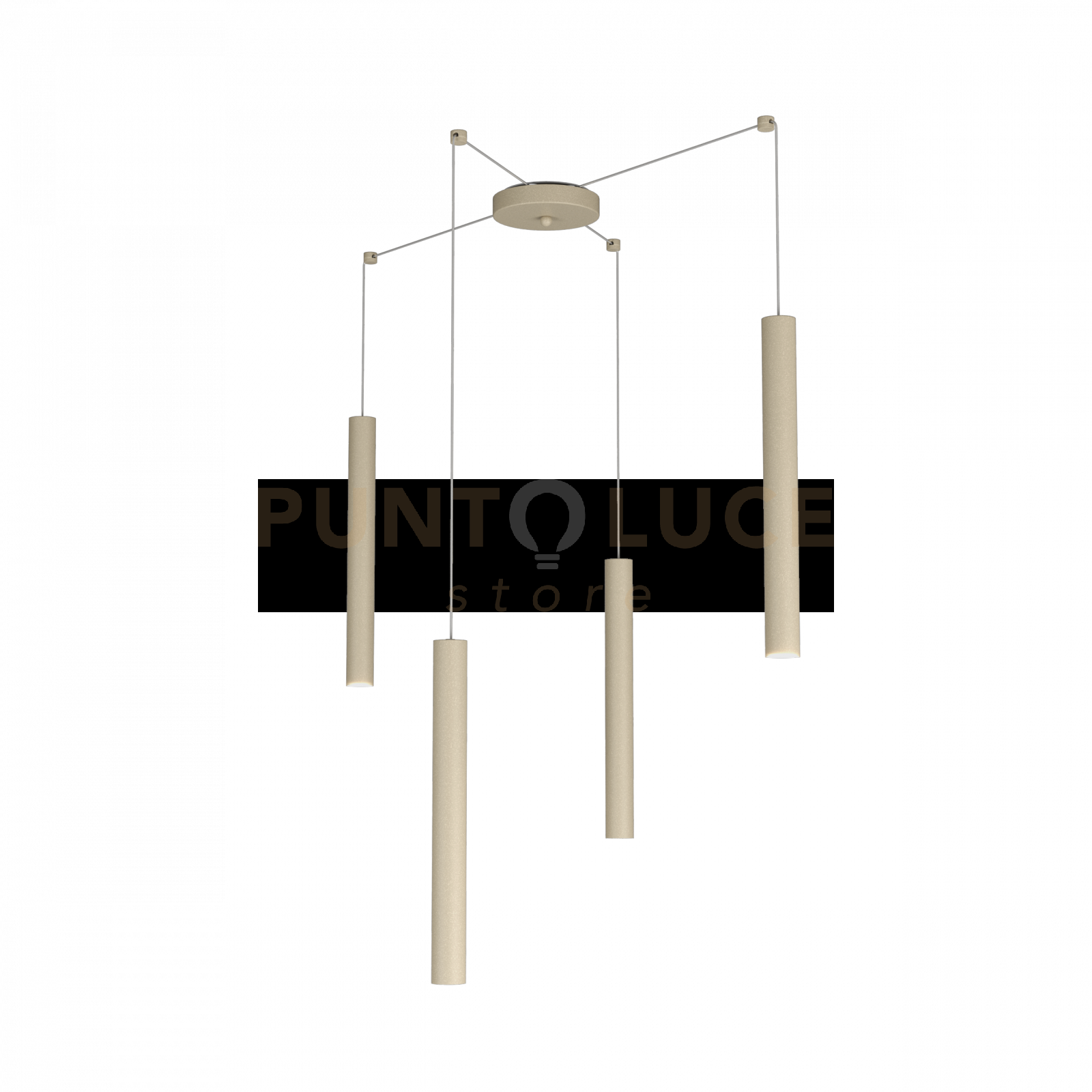 ROUND TUBE SOSPENSIONE 4 LUCI SABBIA CAVO CM.250 CON BASE 1174-S4-SA