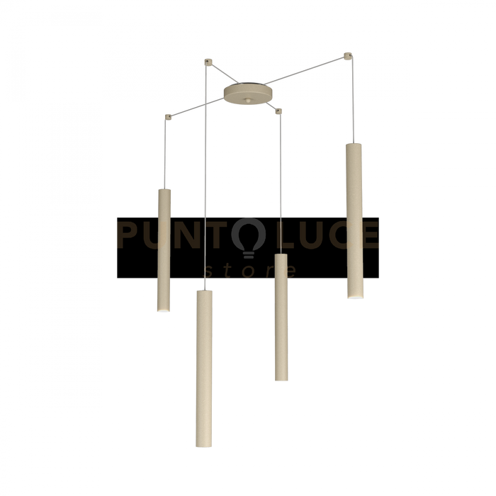 ROUND TUBE SOSPENSIONE 4 LUCI SABBIA CAVO CM.250 CON BASE 1174-S4-SA