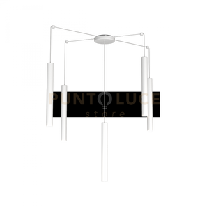ROUND TUBE SOSPENSIONE 5 LUCI BIANCO CAVO CM.250 CON BASE 1174-S5-BI