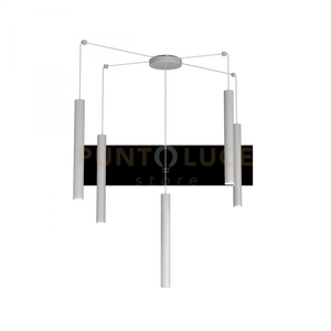 ROUND TUBE SOSPENSIONE 5 LUCI GRIGIO CAVO CM.250 CON BASE 1174-S5-GR