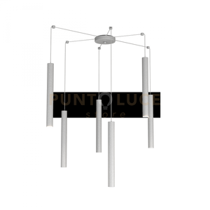 ROUND TUBE SOSPENSIONE 6 LUCI GRIGIO CAVO CM.250 CON BASE 1174-S6-GR