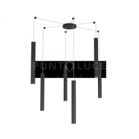 ROUND TUBE SOSPENSIONE 6 LUCI NERO CAVO CM.250 CON BASE 1174-S6-NE