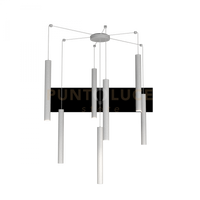 ROUND TUBE SOSPENSIONE 7 LUCI GRIGIO CAVO CM.250 CON BASE 1174-S7-GR