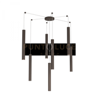 ROUND TUBE SOSPENSIONE 7 LUCI MARRONE CAVO CM.250 CON BASE 1174-S7-MA