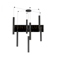 ROUND TUBE SOSPENSIONE 7 LUCI NERO CAVO CM.250 CON BASE 1174-S7-NE