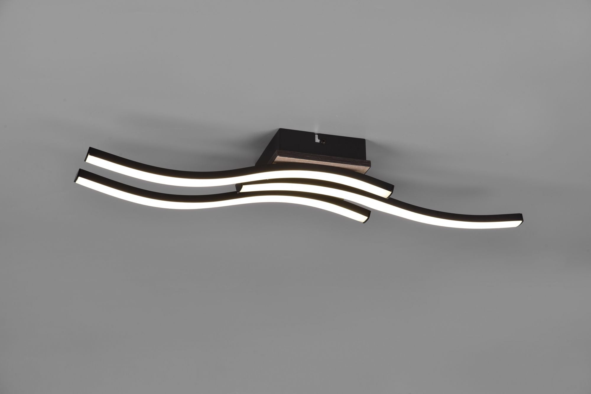 ROUTE PLAFONIERA LED  15W 1000lm, 3000K 3 BACCHETTE ONDULATE ANTRACITE CON EFFETTO LEGNO L. 56CM