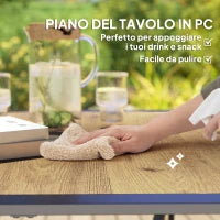 Tavolo da Giardino Marrone per 4 Persone con Foro Centrale per Ombrellone, 94L x 94P x 71A cm