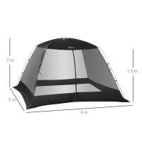 Tenda da Campeggio e Spiaggia a Rete Anti UV per 4 Persone con Borsa di Trasporto, 3x3 m Nero