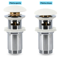 Piletta click clack 1.1/4 in ottone cromato ceramica bianca per lavabo bagno *** finitura- opaco, confezione 1