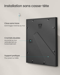 Set di 3 cornici per foto 28 x 36 cm 20 x 25 cm A4 con sfondo galleria fotografica mdf 37 x 293 cm nero 12_0004753