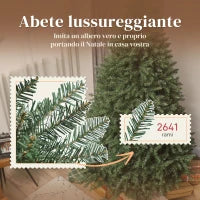 Albero di Natale Artificiale da 210 cm con Rami a Cerniera e Base in Metallo Pieghevole, Verde