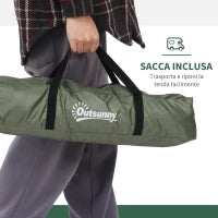 Tenda da Campeggio a Igloo con Porta a Cerniera, Zanzariera e Finestre a Rete, 206x152x110 cm, Verde