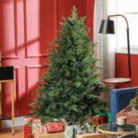 Albero di Natale 150 cm in Plastica Verde con Base in Metallo e 1309 Rami Ignifughi
