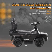 Macchina a Spinta per Bambini 12-36 Mesi con Licenza Mercedes, Tettuccio e Maniglia di Spinta, 85.5x40.5x95 cm, Nero