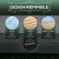 Base per Ombrellone con Ruote Riempibile fino a 20kg per Pali da Ø22-38mm, 45x45x39cm, Nero