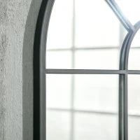 Specchio Moderno a Parete e a forma di Arco 91x60 cm per Camera da Letto e Soggiorno, in Metallo Nero e Vetro