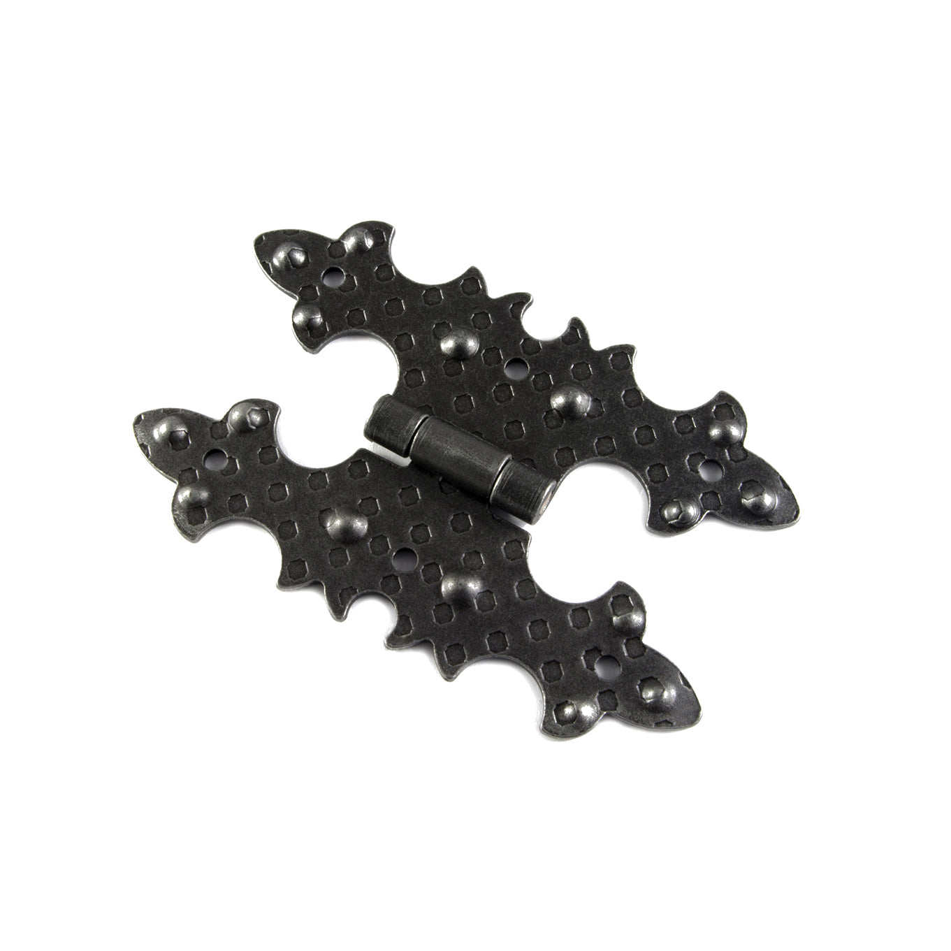 Cerniere rustiche in ferro martellato nero 55 x 92 mm.