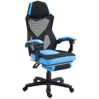 Sedia da ufficio sedia da gioco altezza regolabile schienale ruote tessuto a maglia 58 x 63 x 112-122 cm blu nero