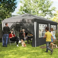 Gazebo 3x6 m per 12-18 Persone ad Altezza Regolabile con Fori di Drenaggio, in Metallo e Tessuto Oxford Grigio