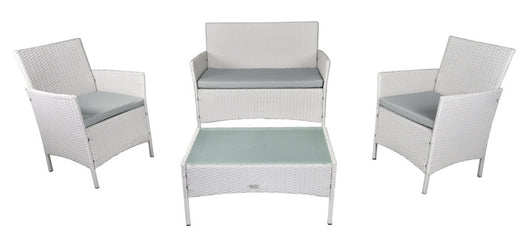 Salotto da giardino in rattan, set di divani da esterno in polyrattan bianco RT-E08ZB