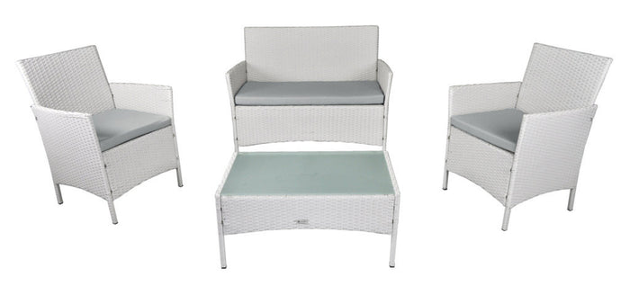 Salotto da giardino in rattan, set di divani da esterno in polyrattan bianco RT-E08ZB