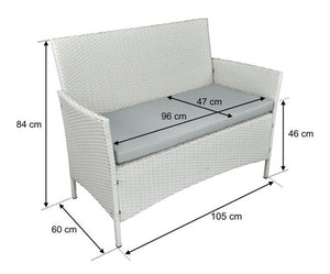 Salotto da giardino in rattan, set di divani da esterno in polyrattan bianco RT-E08ZB
