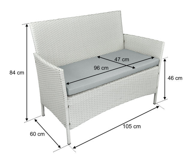Salotto da giardino in rattan, set di divani da esterno in polyrattan bianco RT-E08ZB