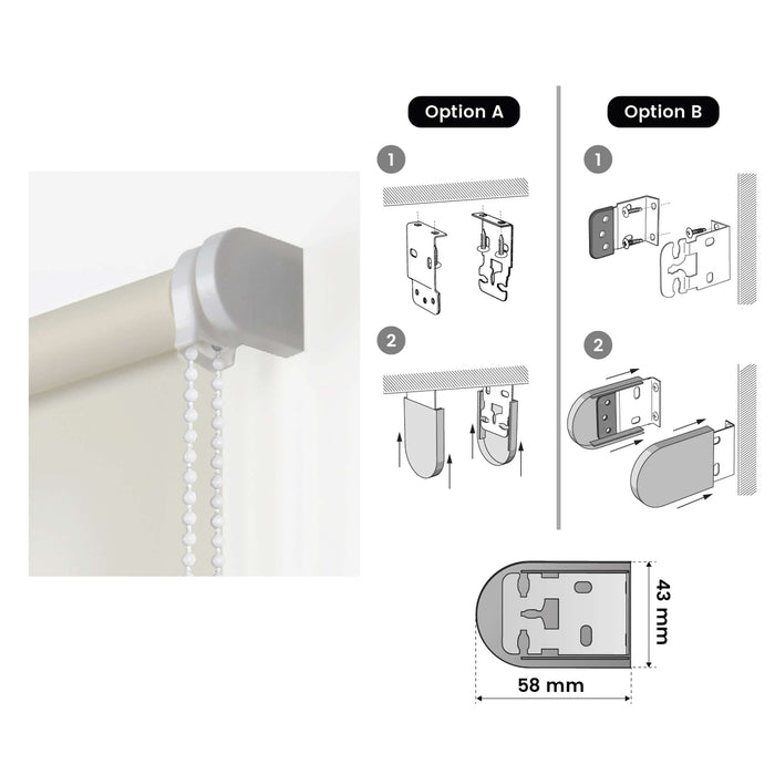 Tenda a Rullo Filtrante per finestre e porte Ecru 60x180 cm