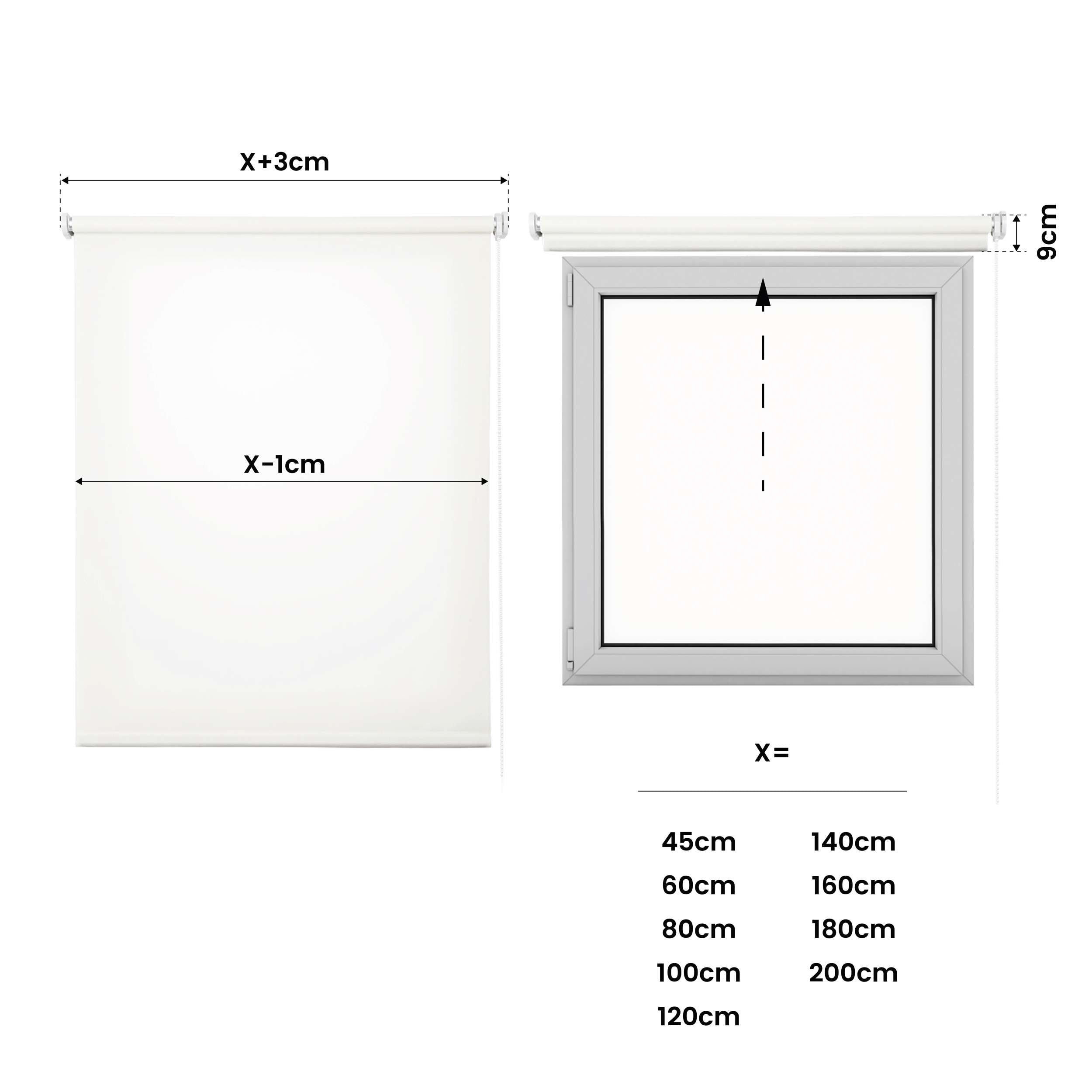 Tenda a Rullo Filtrante per finestre e porte Bianco 180x180 cm