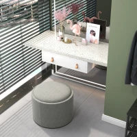 Pouf Contenitore Effetto Lino da 120 kg max con Vassoio a Ribalta, in MDF, 56x56x42 cm, Grigio