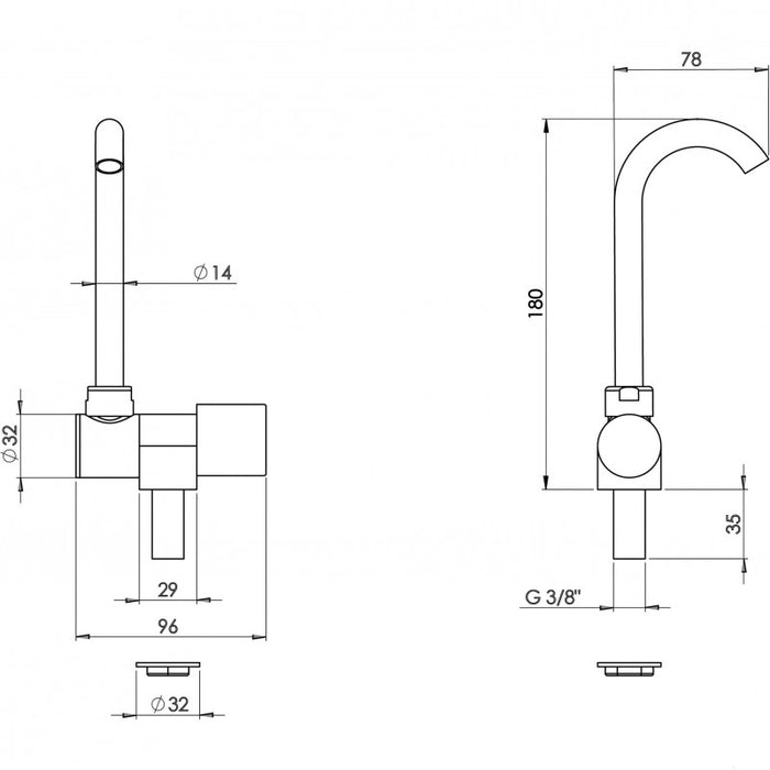 RUBINETTO ACQUA FREDDA CANNA BASSA
