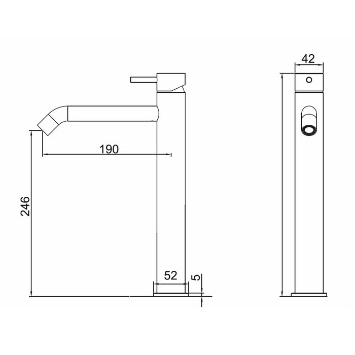 SINED Rubinetto miscelatore lavabo in acciaio inox 316L, finitura Oro Rosa PVD, 25 cm, resistente alla corrosione, ideale per bagni eleganti e funzionali - modello LEVANTE.
