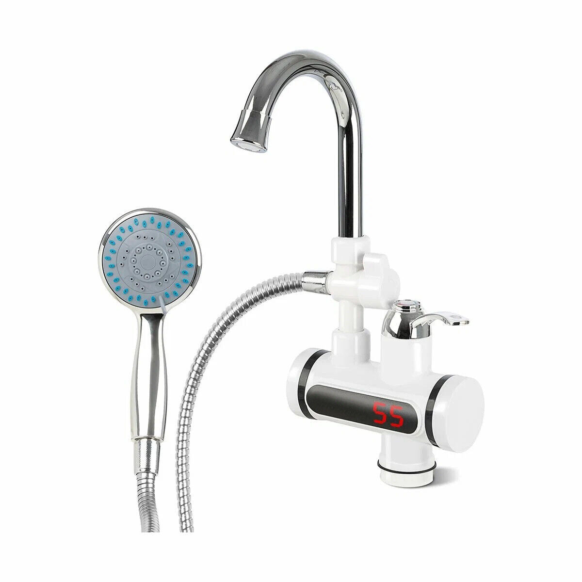 RUBINETTO MISCELATORE ELETTRICO SPINA CALDAIA ACQUA CALDA CON DISPLAY E DOCCETTA