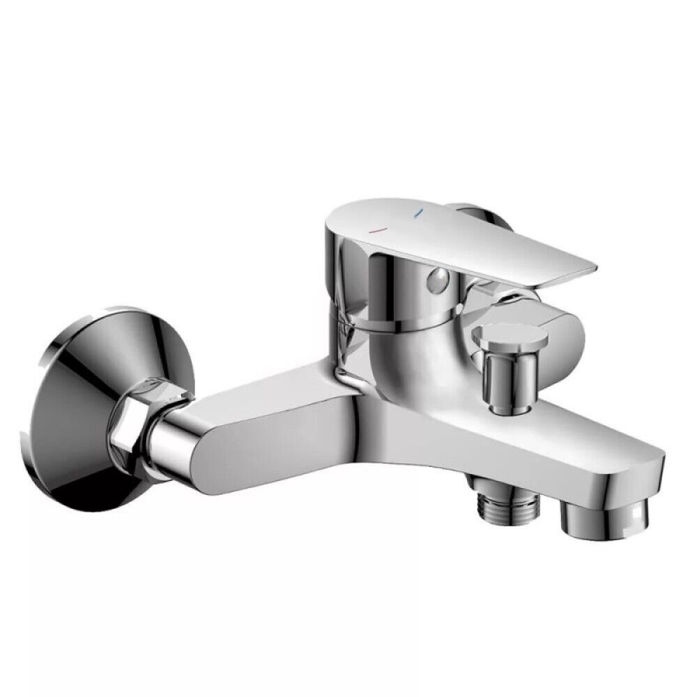 RUBINETTO MISCELATORE VASCA DA BAGNO OTTONE CROMATO ATTACCO DOCCIA CUBE 87119